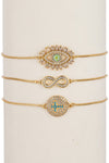 Infinity, Cross & Eye Bracelet Set