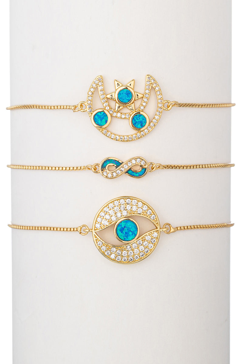 Moon, Infinity & Eye Bracelet Set