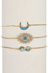 Crescent Moon, Infinity & Eye Bracelet Set