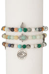 Toya Beaded Bracelet Set - Amazonite & Agate 3 Piece Set