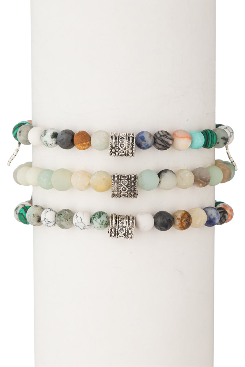 Toya Beaded Bracelet Set - Amazonite & Agate