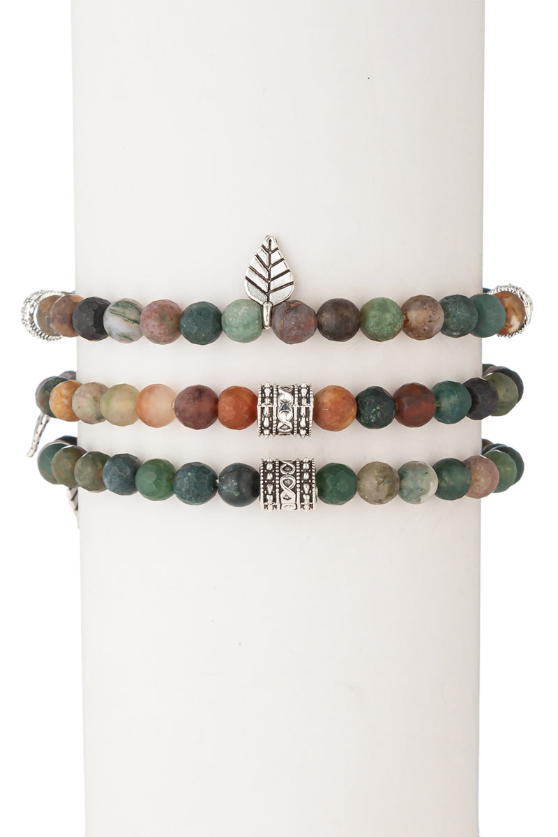 Toya Beaded Bracelet Set - Green Agate
