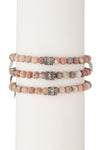 Toya Beaded Bracelet Set - Pink Agate