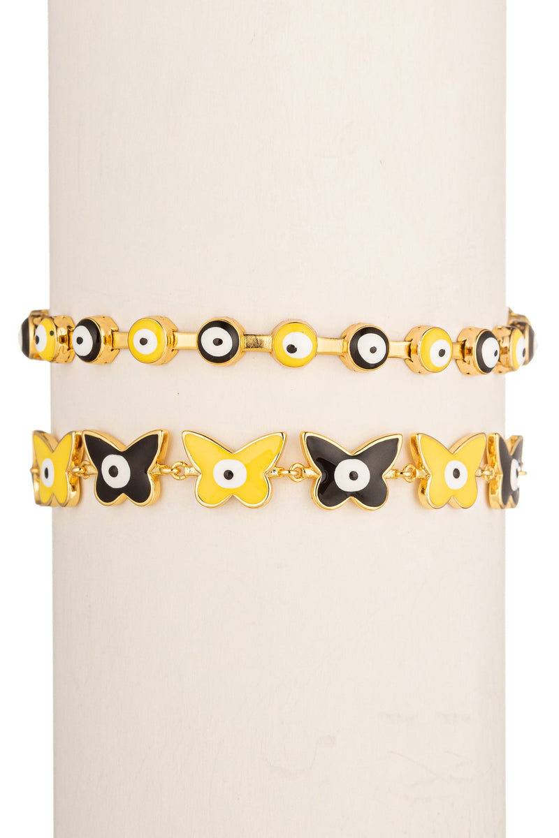 Butterfly + Evil Eye Bracelet Set