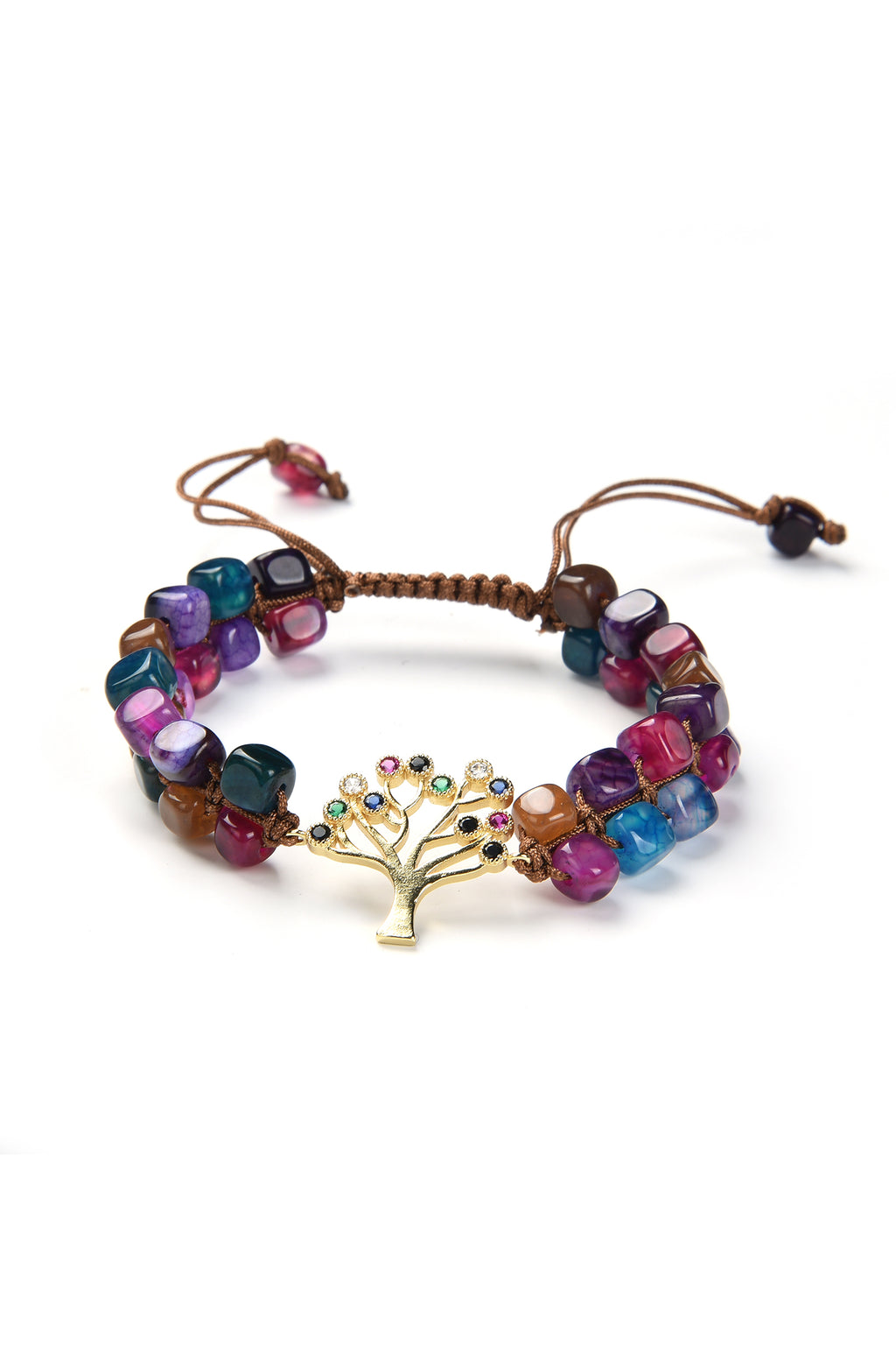 Tree Cubic Zirconia Cube Beaded Bracelet