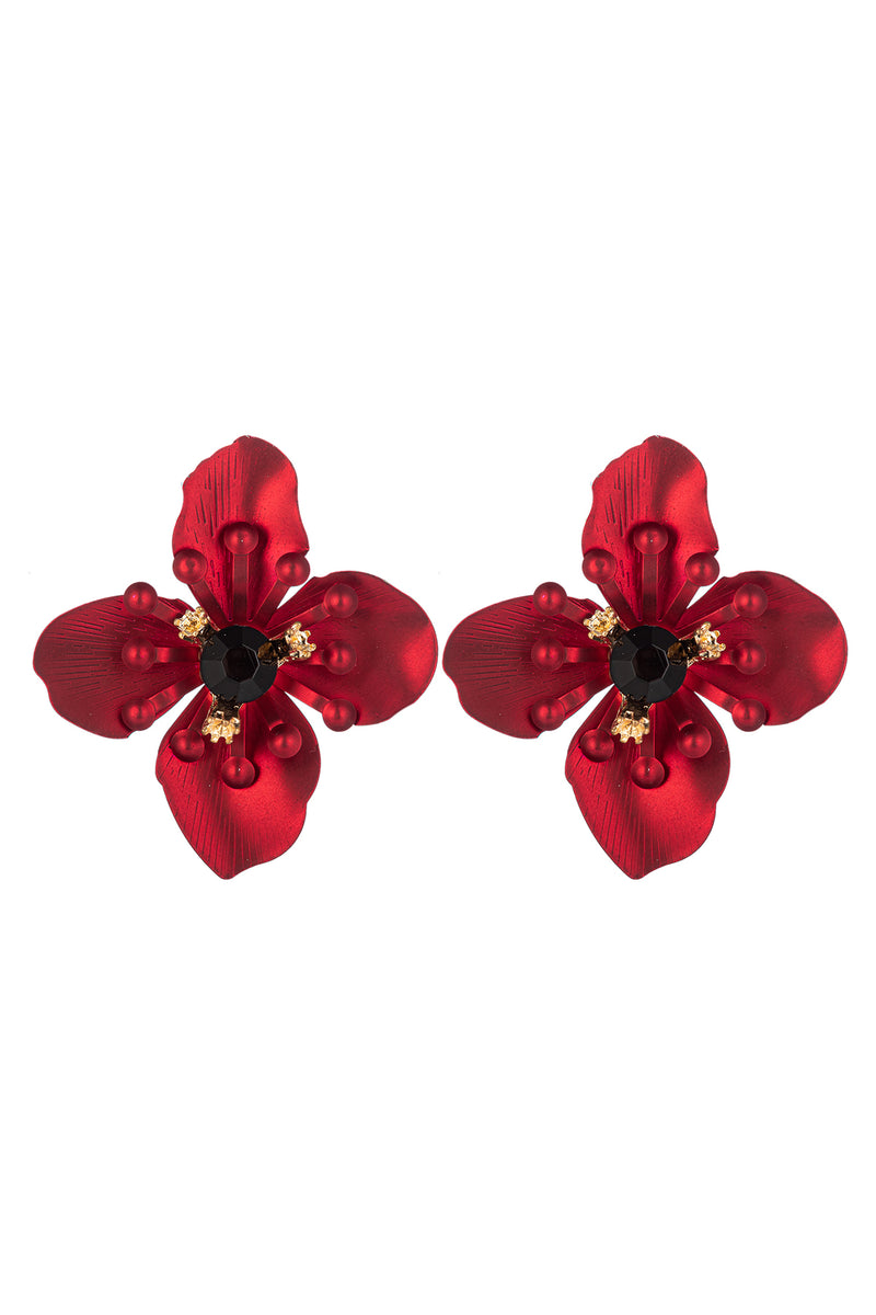 Red Jasmin Flower Earrings