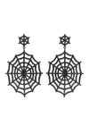Black web statement earrings studded with CZ crystals.