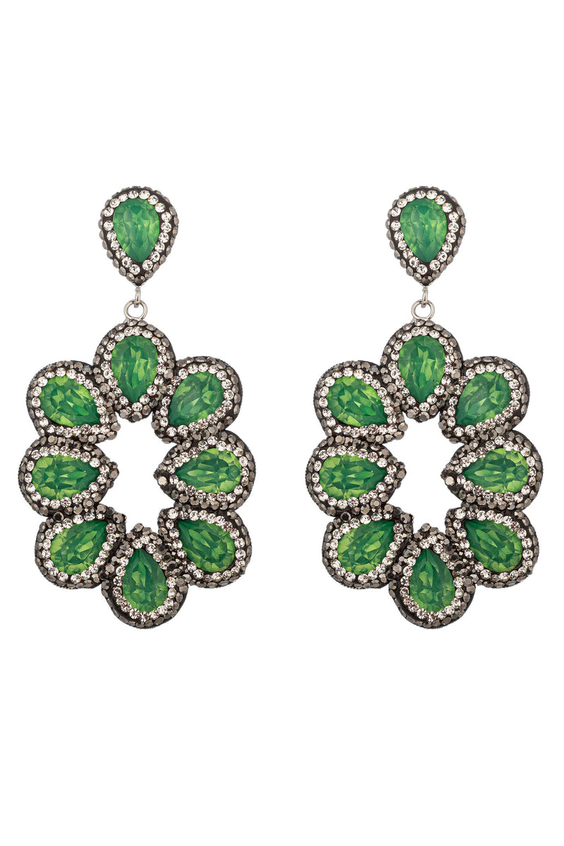 green starburst drop earrings
