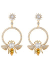 Yellow Bee CZ Drop Earrings