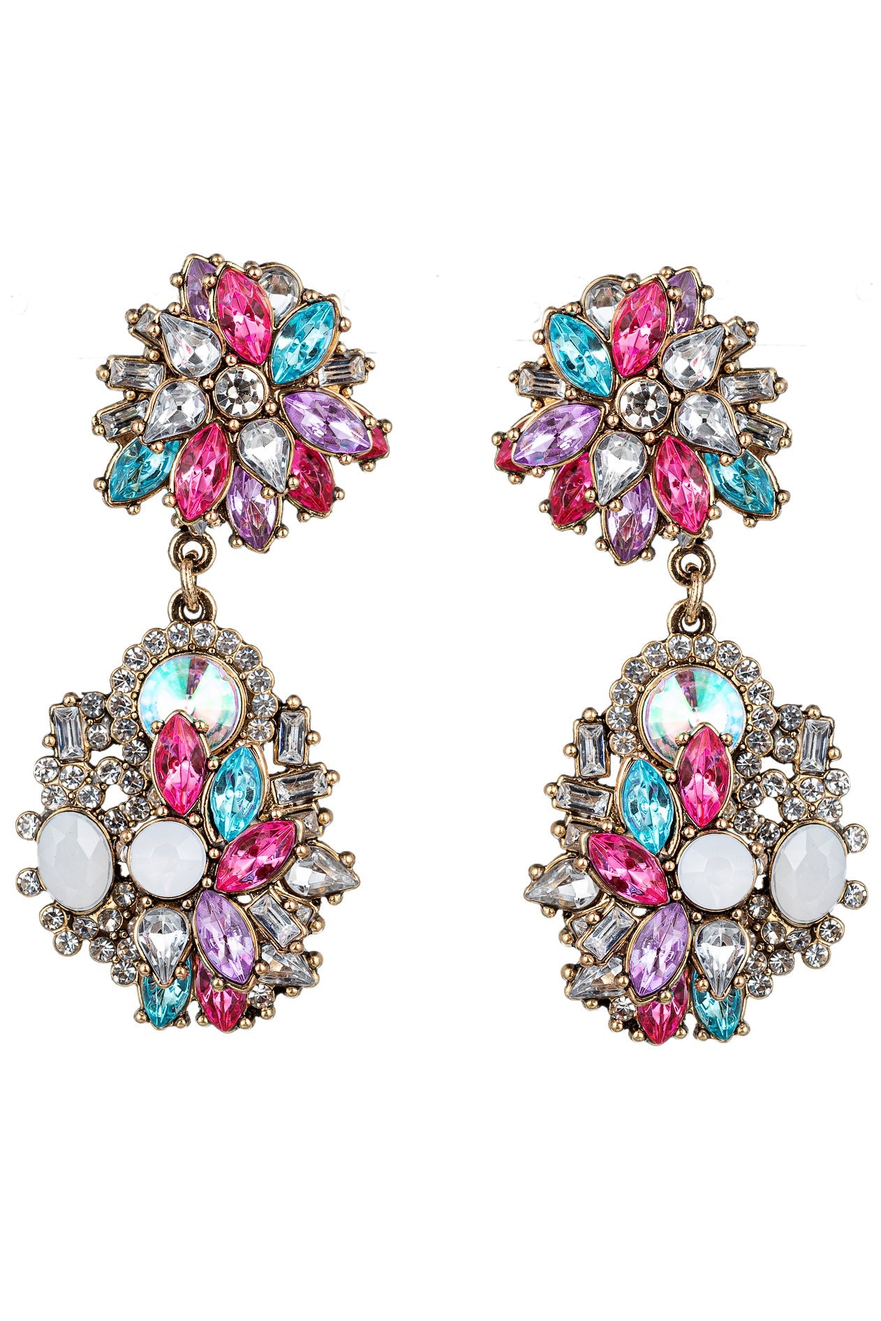 Hot Pink Statement Earrings and Rhinestones.