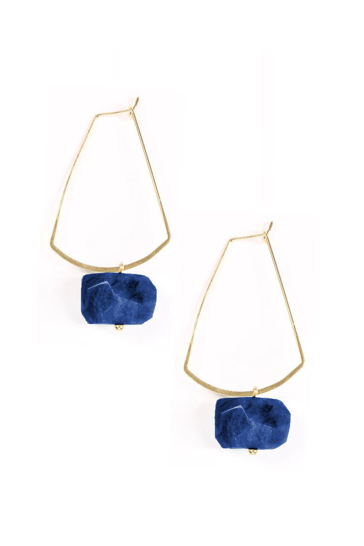 Lapis stone drop earrings.