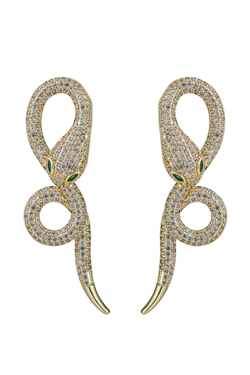 18K gold plated snake dangle earrings.
