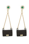 Black purse statement earrings.