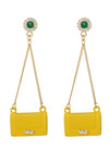 Yellow purse statement earrings.