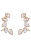 Gold ear cuff earrings studded with CZ crystals.