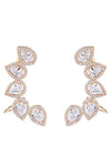 Gold ear cuff earrings studded with CZ crystals.