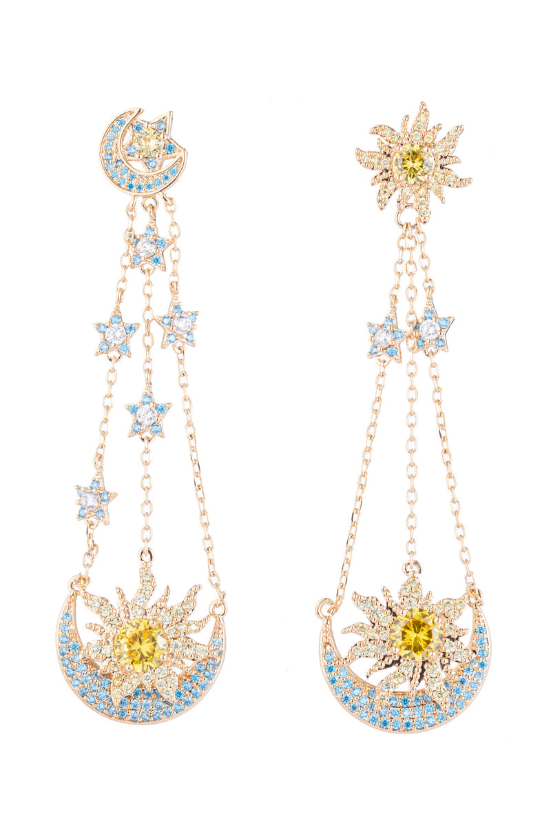 Golden star 18k gold plated drop earrings.