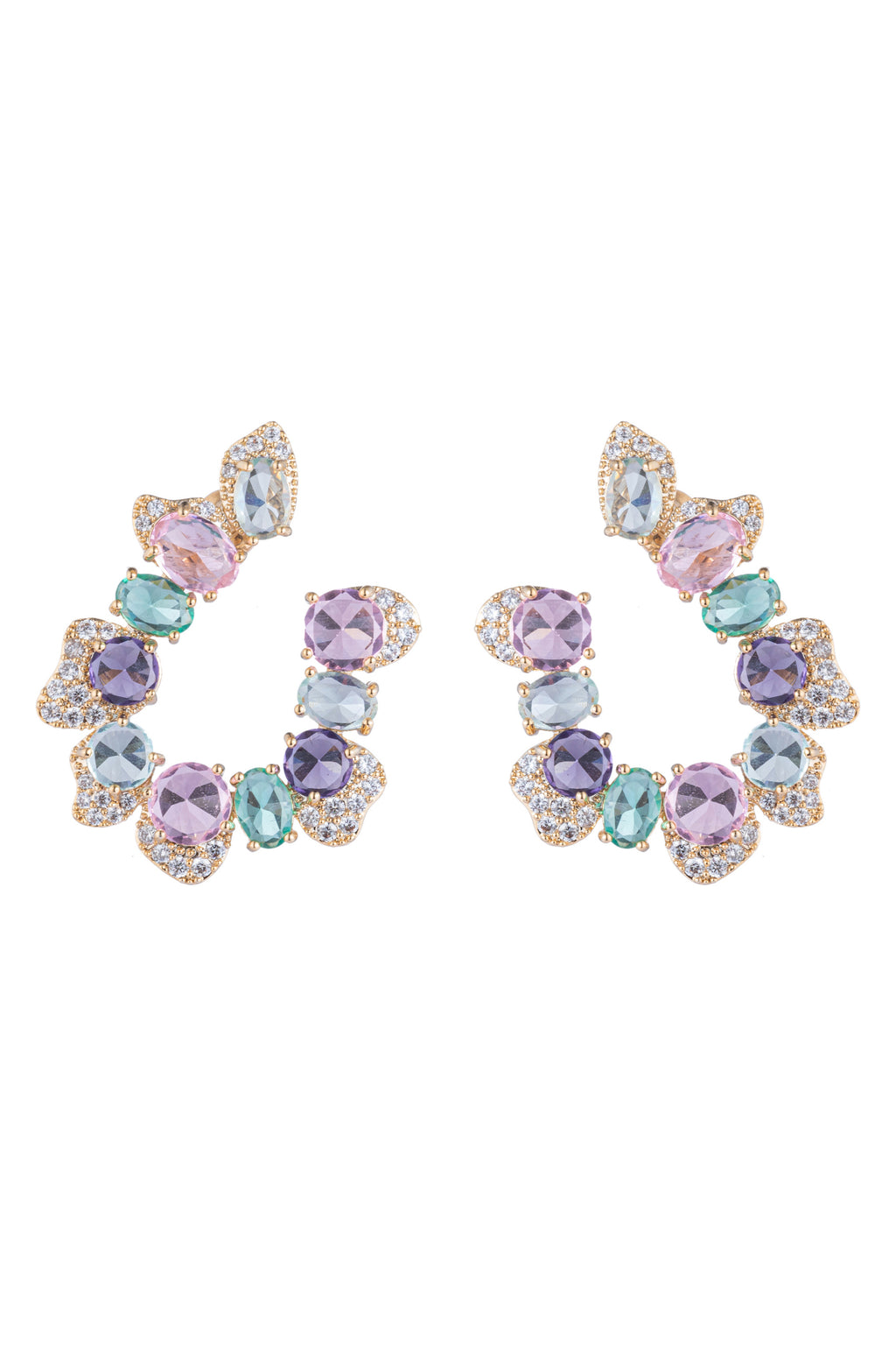 Princess pastel earrings studded with CZ crystals.