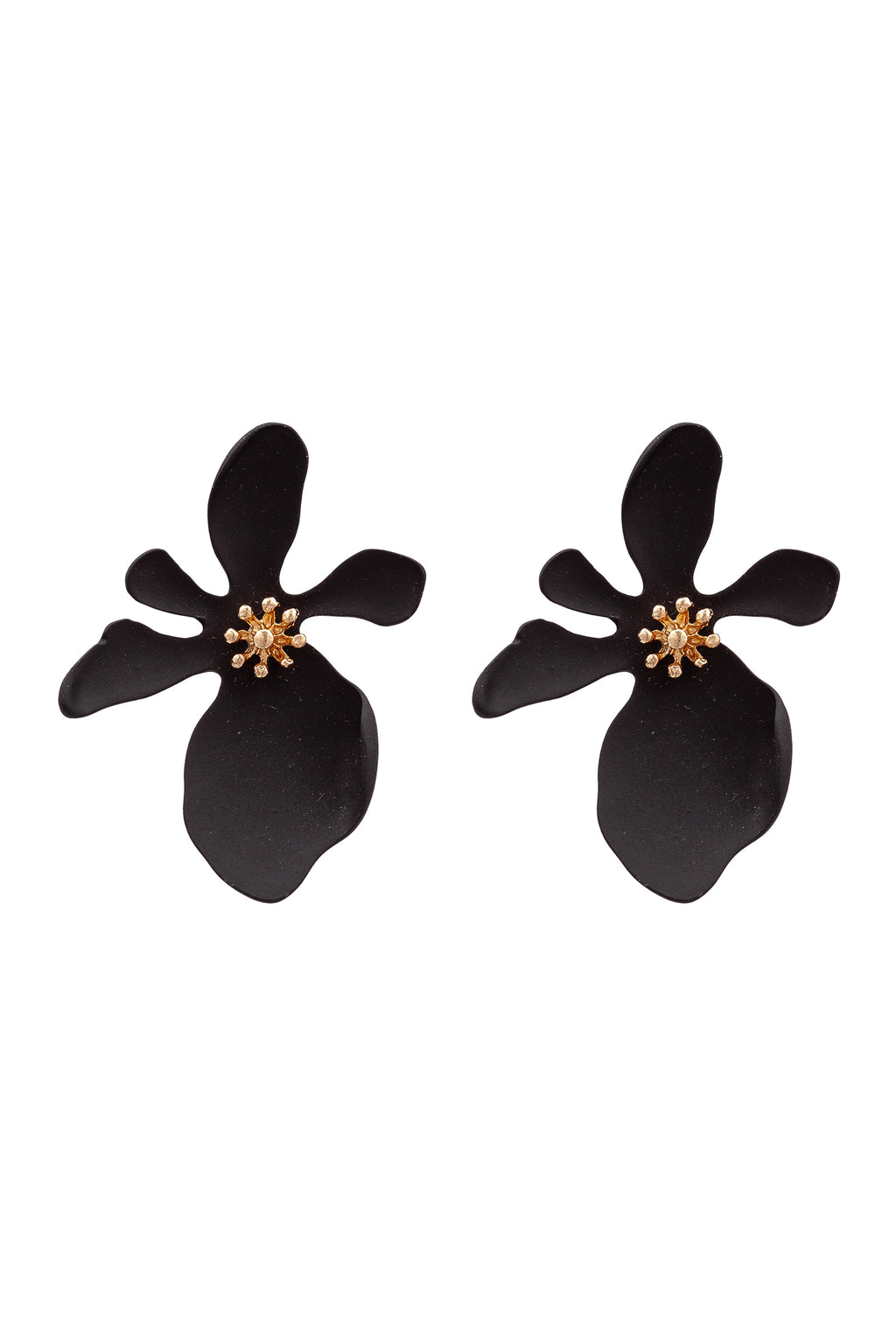 matte black floral stud drop earring