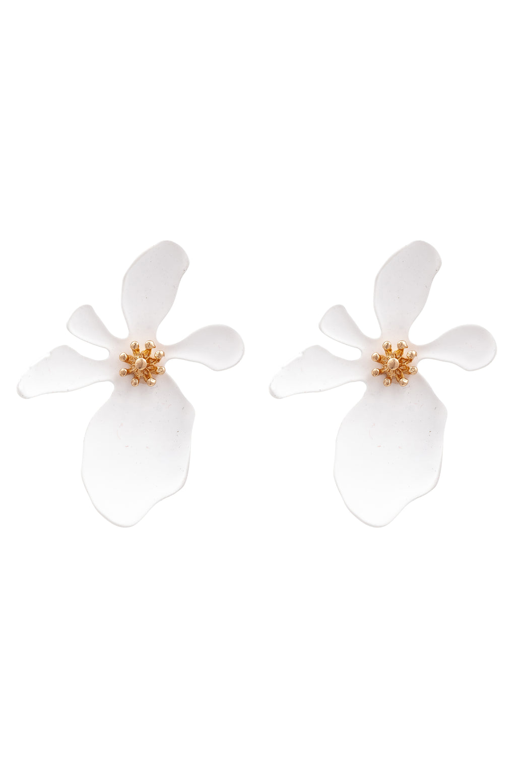 matte White flower Stud Drop Earring
