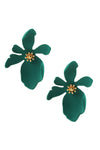 matte Teal flower Stud Drop Earring