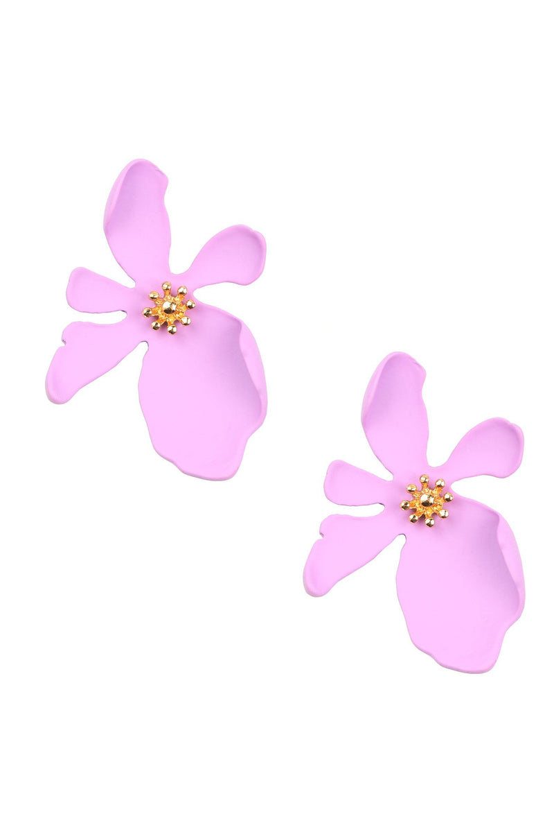 matte purple flower Stud Drop Earring