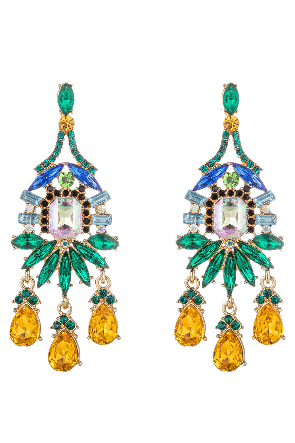 green statement drop earring