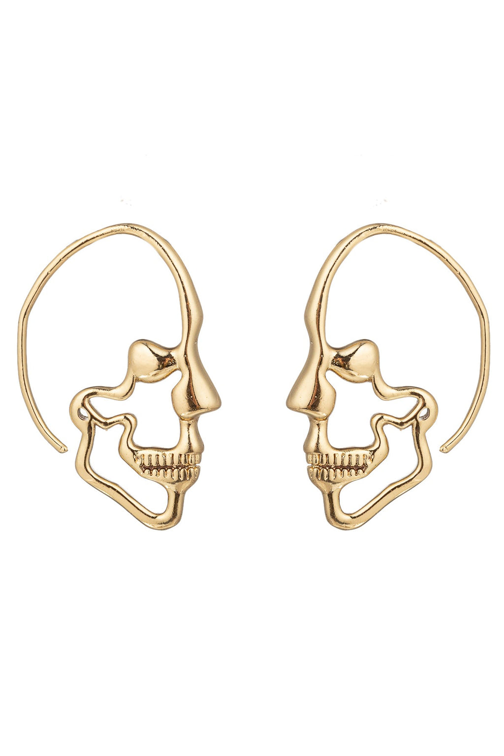 Gold Tone Skull Drop Earring