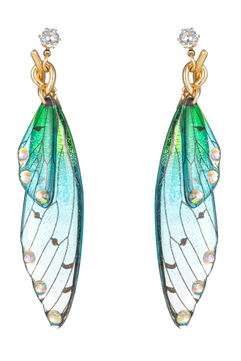 Green Fairy Wing Acrylic Drop Earring