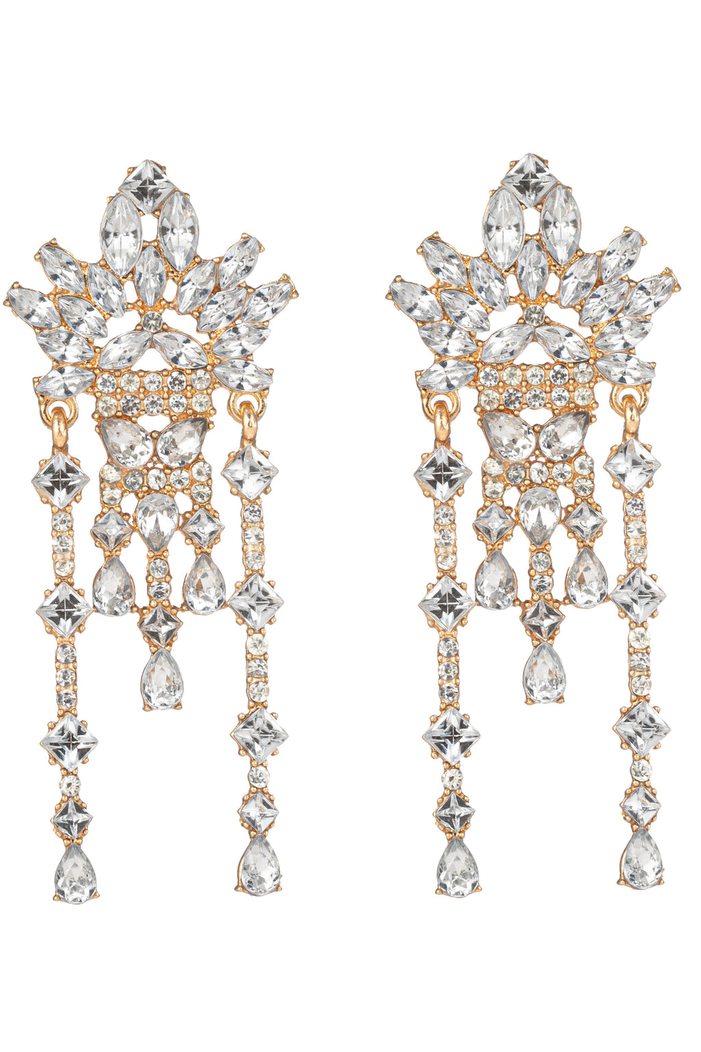 Gold Tone Clear Crystal Drop Earring