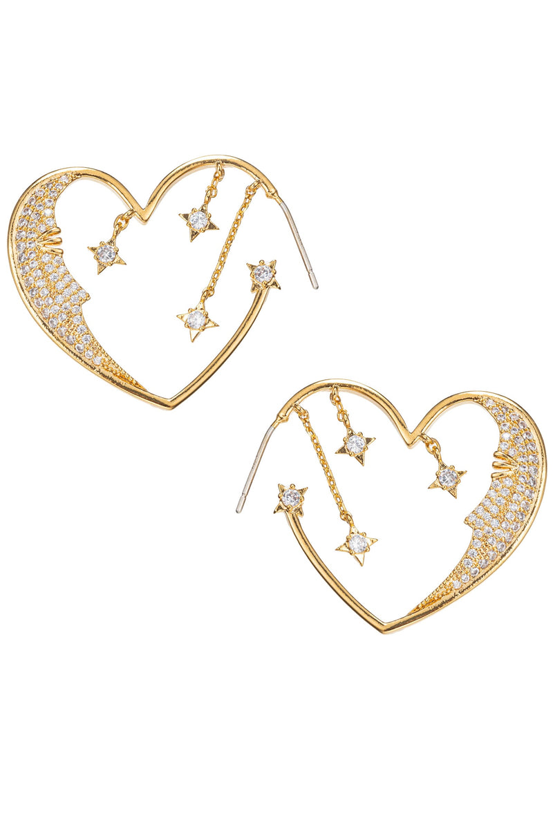 Golden Heart Drop Earrings