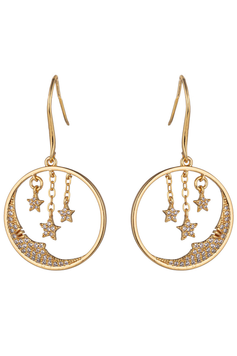 Celestial Moon Fringe Drop earring