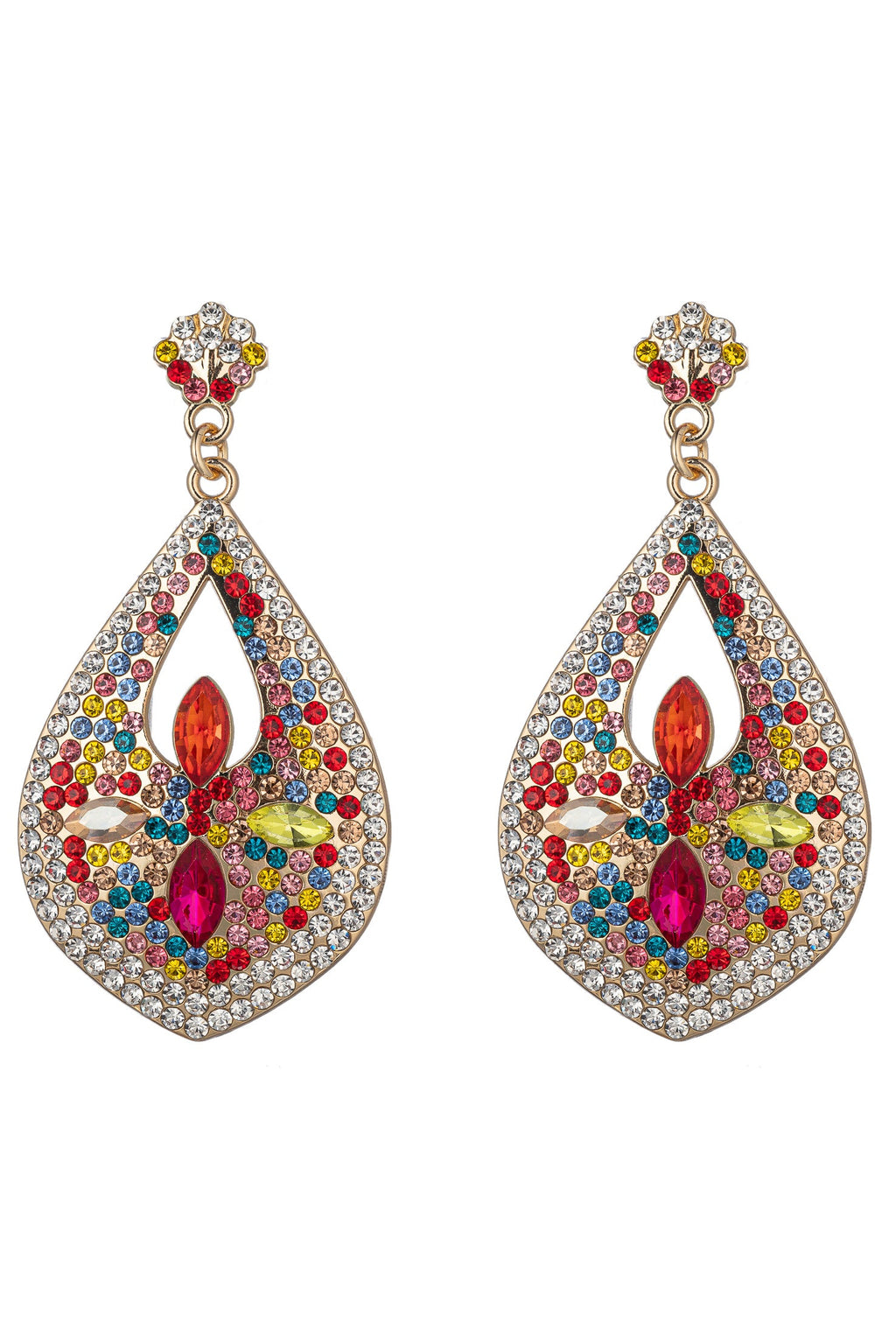 Multi Color Rainbow Crystal Statement Drop Earring