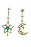 Star and moon 18k gold plated drop earrings.