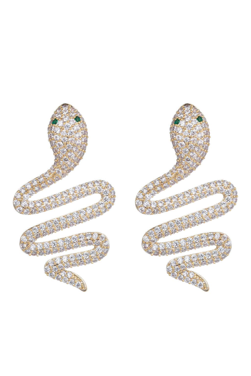 18k gold plated large slither snake stud earrings.