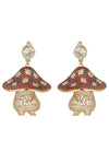 Ruby Mushroom CZ Drop Earrings