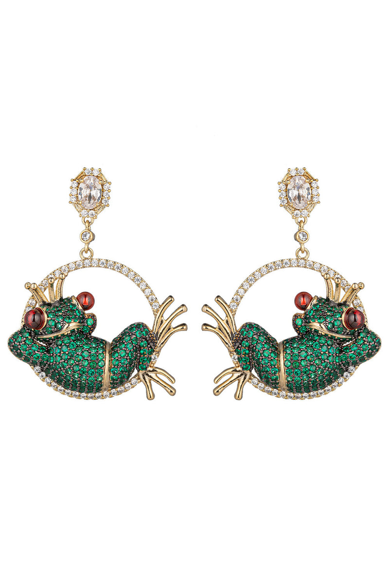 Relaxing Frog CZ Drop Earring