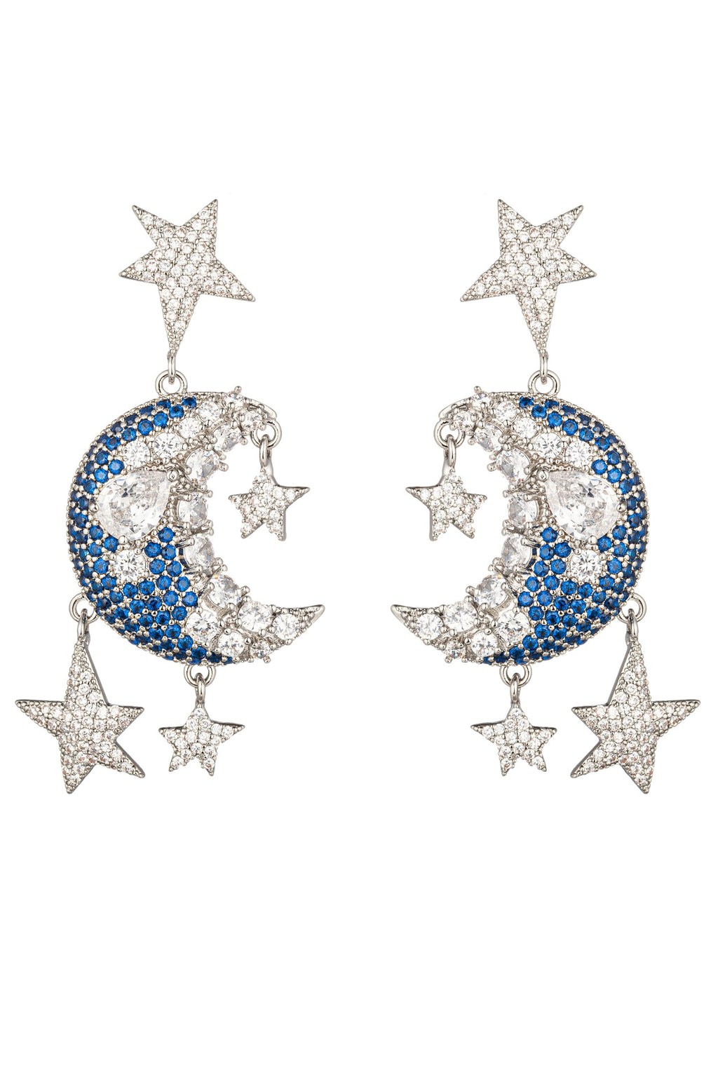 Sparkly Star CZ Drop Earrings