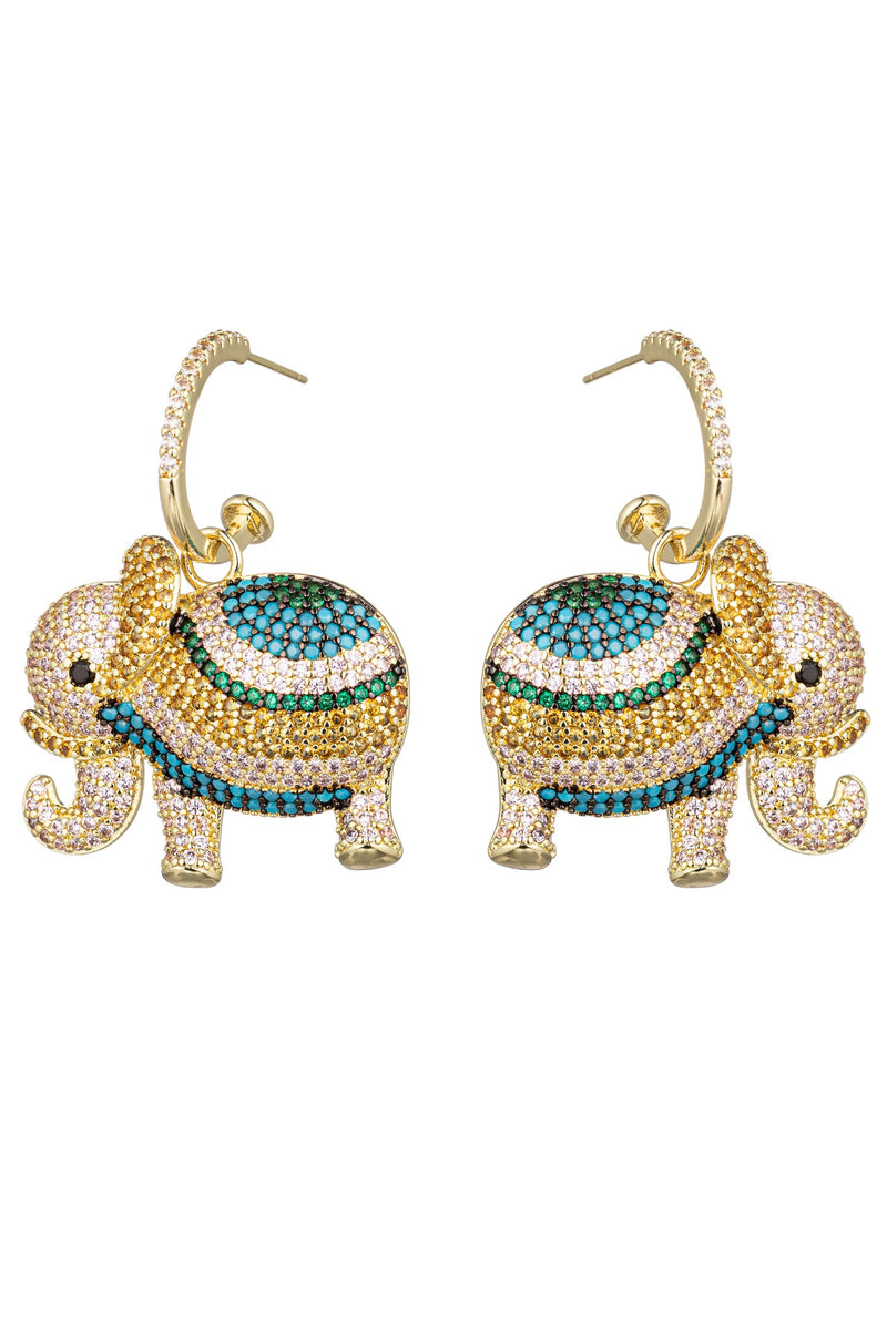 Rainbow Elephant CZ Drop Earrings