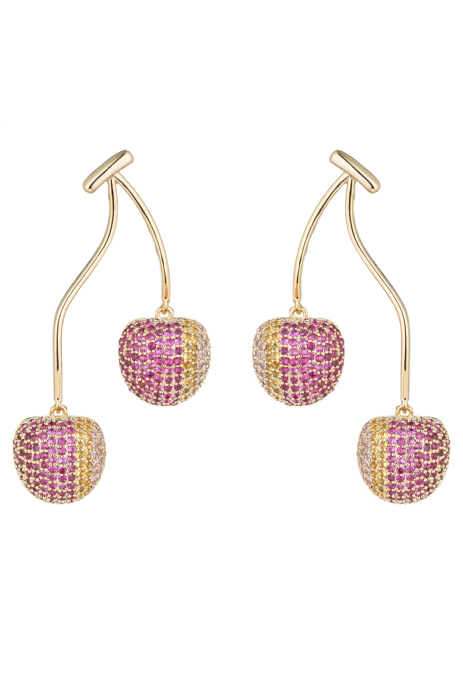 Double Cherry CZ Drop Earrings