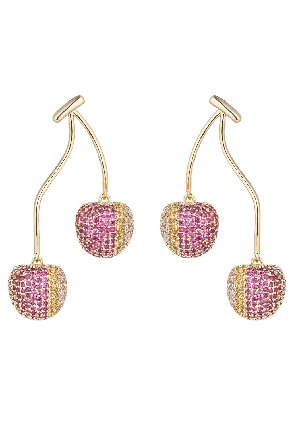 Double Cherry CZ Drop Earrings