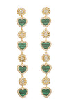 Green Heart CZ Drop Earrings