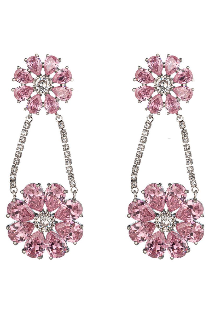 Lina Pink CZ Dangle Earrings
