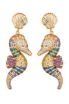 Sea Horse CZ Drop Earrings