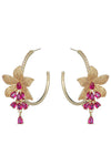 Ruby Red Floral Cuff Earrings