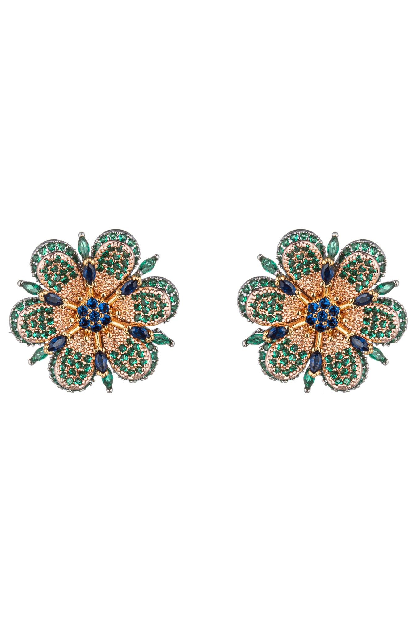 Channel natural beauty with these crystal-adorned drop earrings featuring green cubic zirconia, a touch of elegance and nature-inspired allure.