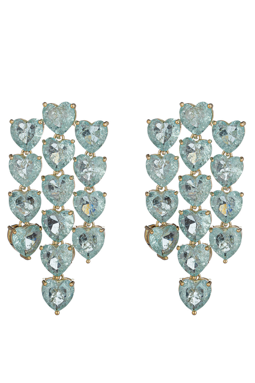 Teal Hearts CZ Dangle Earrings