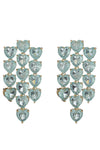 Teal Hearts CZ Dangle Earrings