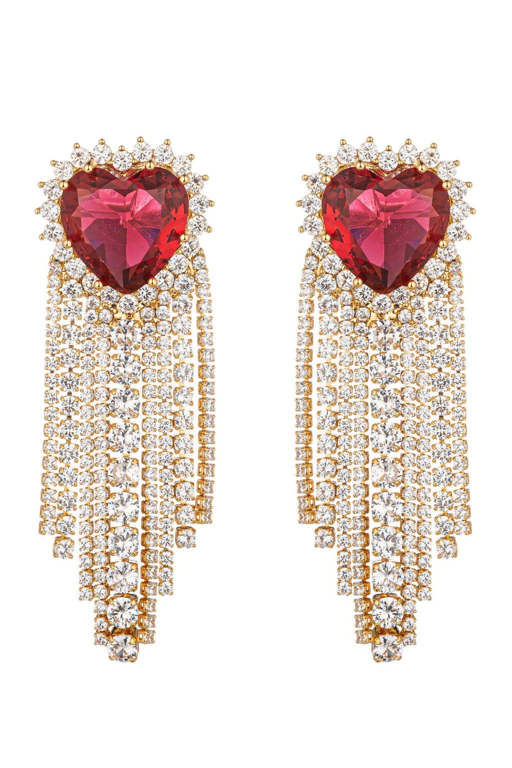 Alice Heart Fringe CZ Earrings