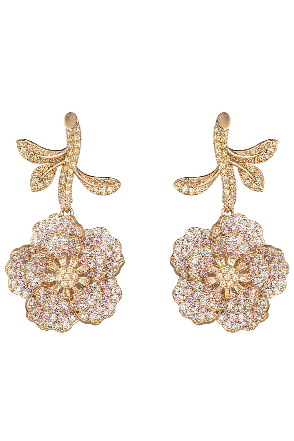 Michel Flower CZ Dangle Earrings